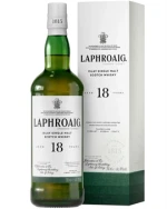Laphroaig 18 år Islay Single Malt Scotch Whisky i grøn flaske med hvid etiket
